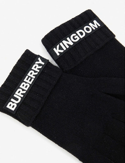 Shop Burberry Kingdom Logo Cashmere Gloves In Black