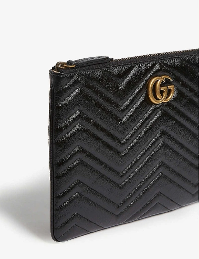 Shop Gucci Womens Black Gg Marmont Quilted Leather Pouch