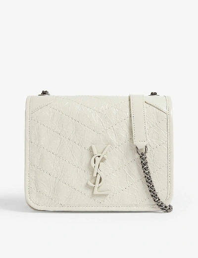 Shop Saint Laurent Niki Leather Wallet-on-chain In White Lthr