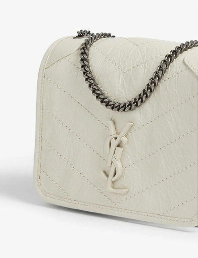 Shop Saint Laurent Niki Leather Wallet-on-chain In White Lthr