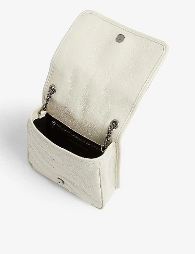 Shop Saint Laurent Niki Leather Wallet-on-chain In White Lthr