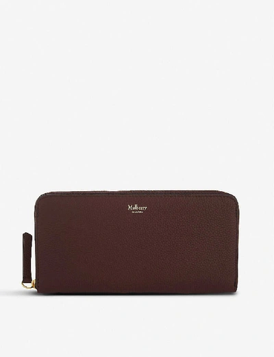 Shop Mulberry Womens Burgundy 8 Cc Grained Leather Zip-around Wallet
