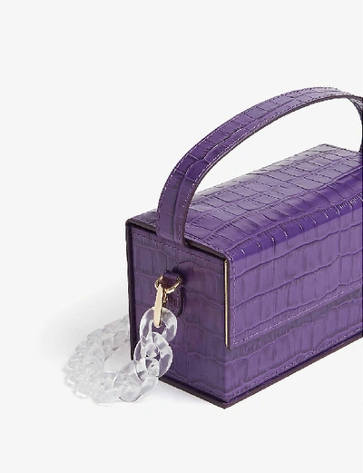 Shop L'afshar Ida Croc-embossed Small Leather Top Handle Bag