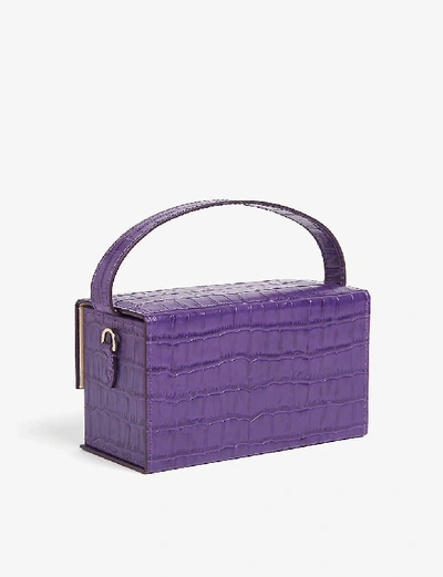 Shop L'afshar Ida Croc-embossed Small Leather Top Handle Bag
