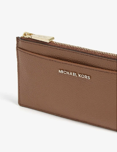 Shop Michael Michael Kors Jet Set Leather Card Case In Luggage