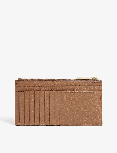 Shop Michael Michael Kors Jet Set Leather Card Case In Luggage