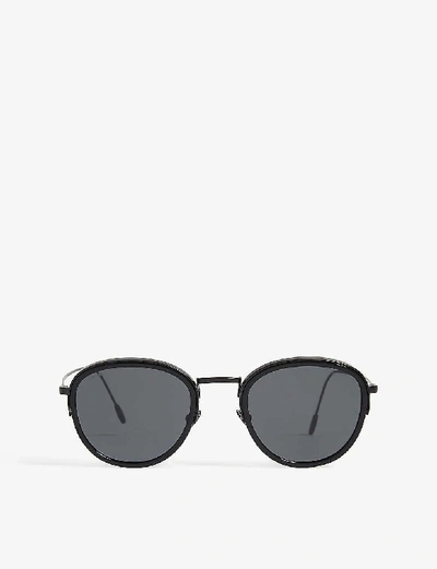 Shop Emporio Armani Giorgio Armani Women's Black Ar6068 Round-frame Sunglasses