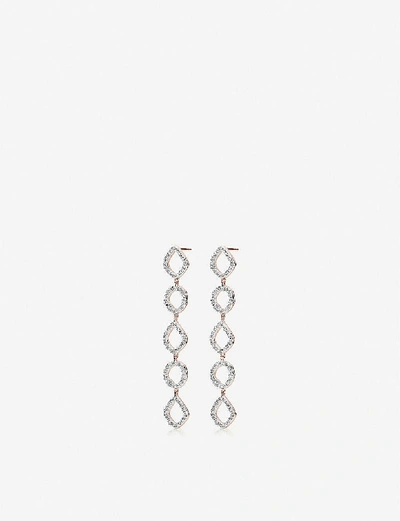 Shop Monica Vinader Riva Mini Cluster Sterling Silver Diamond Cocktail Earrings In 18 Ct Rose Gold