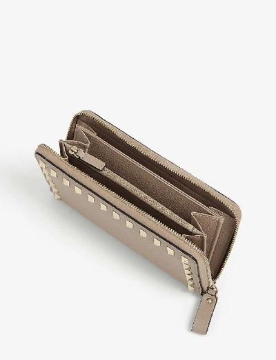 Shop Valentino Rockstud Leather Continental Wallet In Poudre