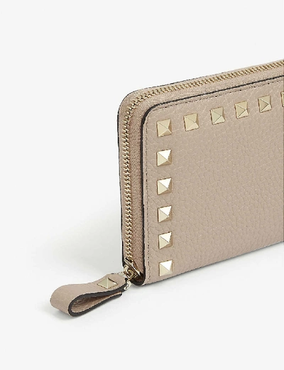 Shop Valentino Rockstud Leather Continental Wallet In Poudre