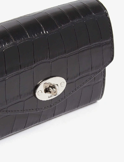 Shop Mulberry Darley Medium Croc-embossed Leather Wallet In Black Sllvr Hrdwr