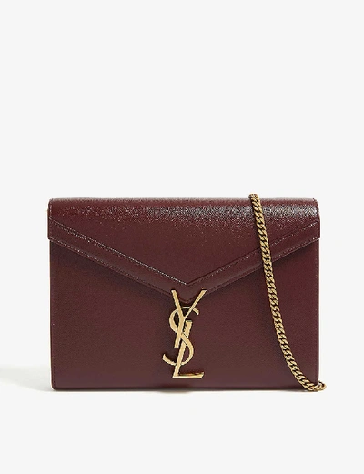 Shop Saint Laurent Cassandra Monogram Leather Shoulder Bag In Rouge Legion Gold