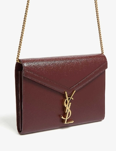 Shop Saint Laurent Cassandra Monogram Leather Shoulder Bag In Rouge Legion Gold