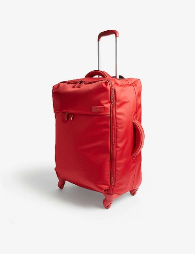 Shop Lipault Originale Plume Four-wheel Cabin Suitcase 65cm In Cherry Red