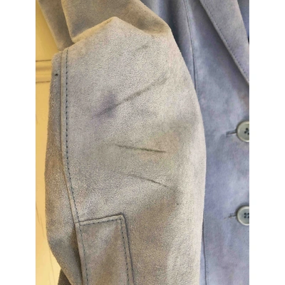 Pre-owned Dkny Leather Jacket In Blue