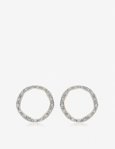 Shop Monica Vinader Riva Diamond Circle Stud 18ct Yellow-gold Vermeil Earrings