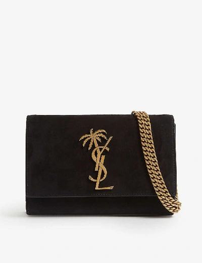 Saint Laurent Kate Palm Tree Monogram Leather Belt Bag in Black