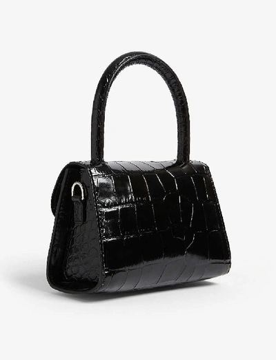 Shop By Far Croc-embossed Leather Mini Tote In Black