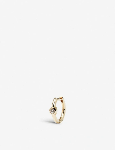 Shop Otiumberg Single Sapphire Gold Huggie Hoop Earring In Solid 9-karat Gold