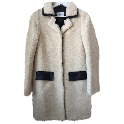 Pre-owned Carven Faux Fur Coat In White