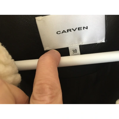 Pre-owned Carven Faux Fur Coat In White