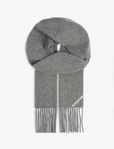 Shop Acne Studios Canada Skinny Wool Scarf In Grey Melange