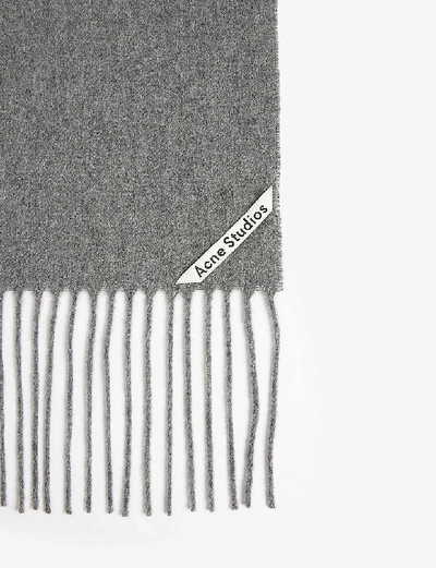 Shop Acne Studios Canada Skinny Wool Scarf In Grey Melange