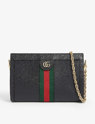 Shop Gucci Womens Black Ophidia Leather Shoulder Bag