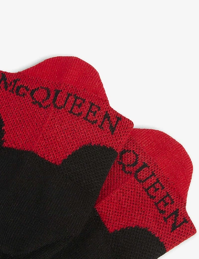 Shop Alexander Mcqueen Logo Tab Ankle Socks In Black+white