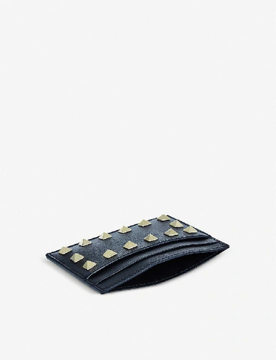 Shop Valentino Garavani Black Rockstud Studded Leather Card Holder