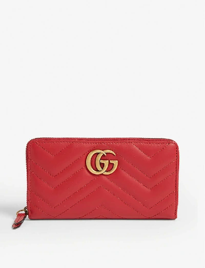 Shop Gucci Marmont Quilted Leather Wallet In Red