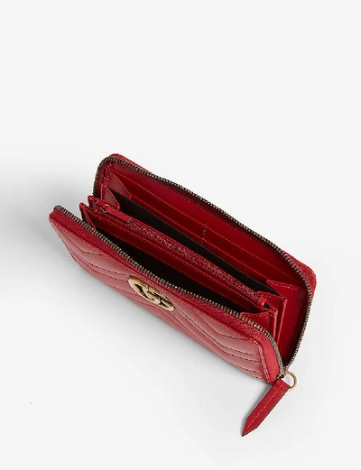 Shop Gucci Marmont Quilted Leather Wallet In Red