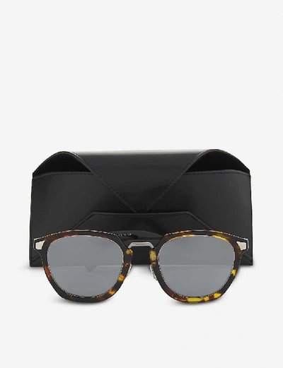 Shop Dior Tailoring 1 Square-frame Tortoiseshell Mirror Lens Sunglasses