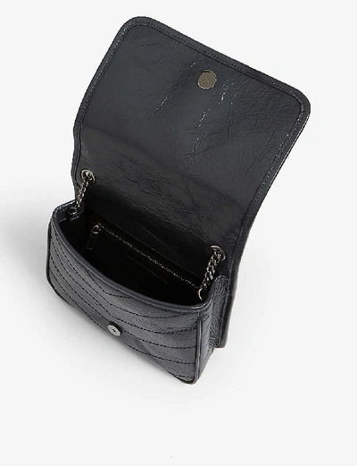 Shop Saint Laurent Niki Leather Wallet-on-chain In Dark Smog Lthr