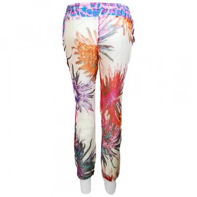 Pre-owned Roberto Cavalli Silk Straight Pants In Multicolour