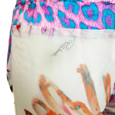 Pre-owned Roberto Cavalli Silk Straight Trousers In Multicolour