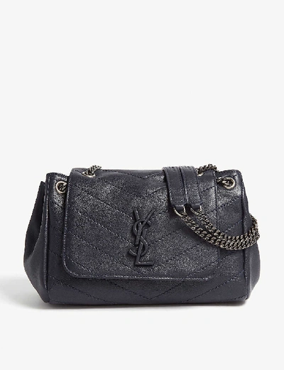 Shop Saint Laurent Nolita Monogram Small Leather Shoulder Bag In Midnight Blue