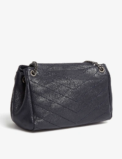 Shop Saint Laurent Nolita Monogram Small Leather Shoulder Bag In Midnight Blue