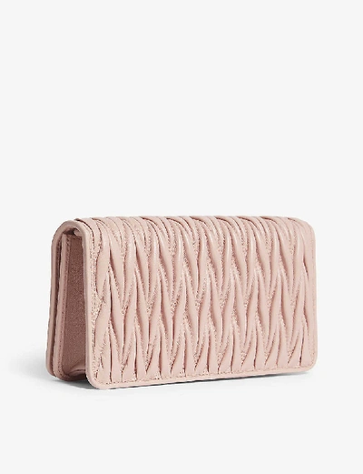 Shop Miu Miu Matelassé Leather Wallet-on-chain In Pink