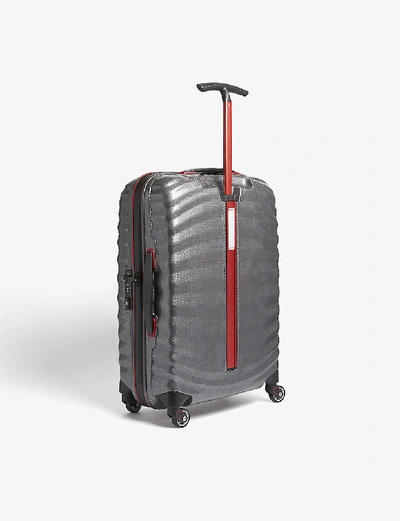 Shop Samsonite Lite-shock Spinner Four-wheel Cabin Suitcase 55cm In Eclipse Grey/red