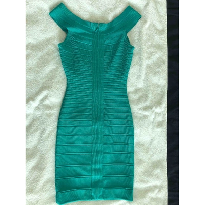 Pre-owned Herve Leger Green Dress