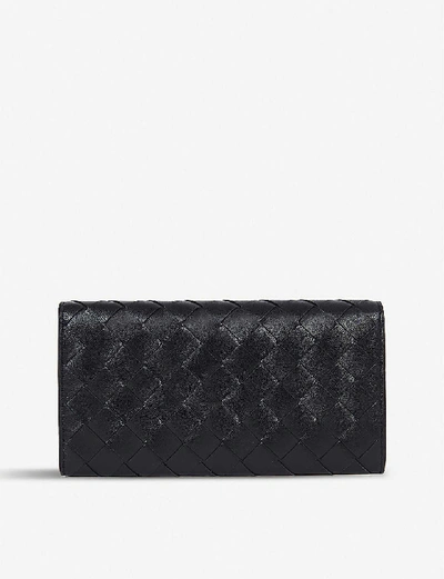 Shop Bottega Veneta Intrecciato Leather Continental Wallet In Black