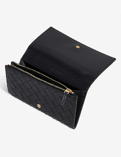 Shop Bottega Veneta Intrecciato Leather Continental Wallet In Black