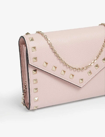 Shop Valentino Rockstud Leather Cross-body Bag In Poudre
