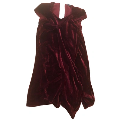 Pre-owned Fendi Velvet Dress In Burgundy