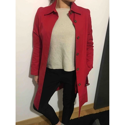 Pre-owned French Connection Trench Coat In Red