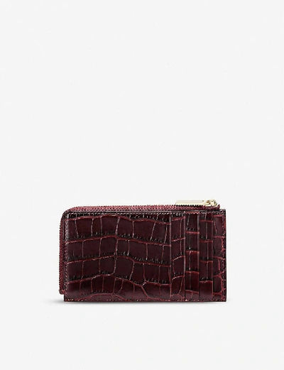 Shop Smythson Mara Croc-embossed Leather Coin Purse In Mahogany
