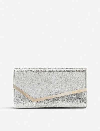 Jimmy Choo Womens Champagne Emmie Glitter Leather Clutch In Champagne