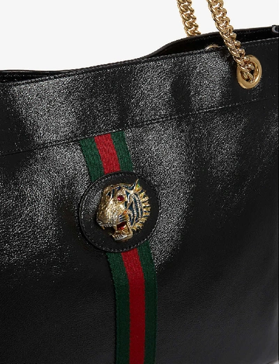 Shop Gucci Rajah Large Leather Tote Bag In Black