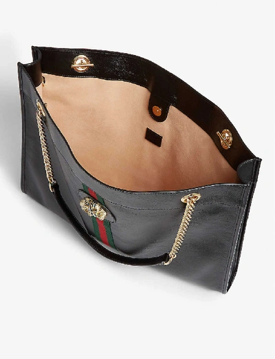 Shop Gucci Rajah Large Leather Tote Bag In Black
